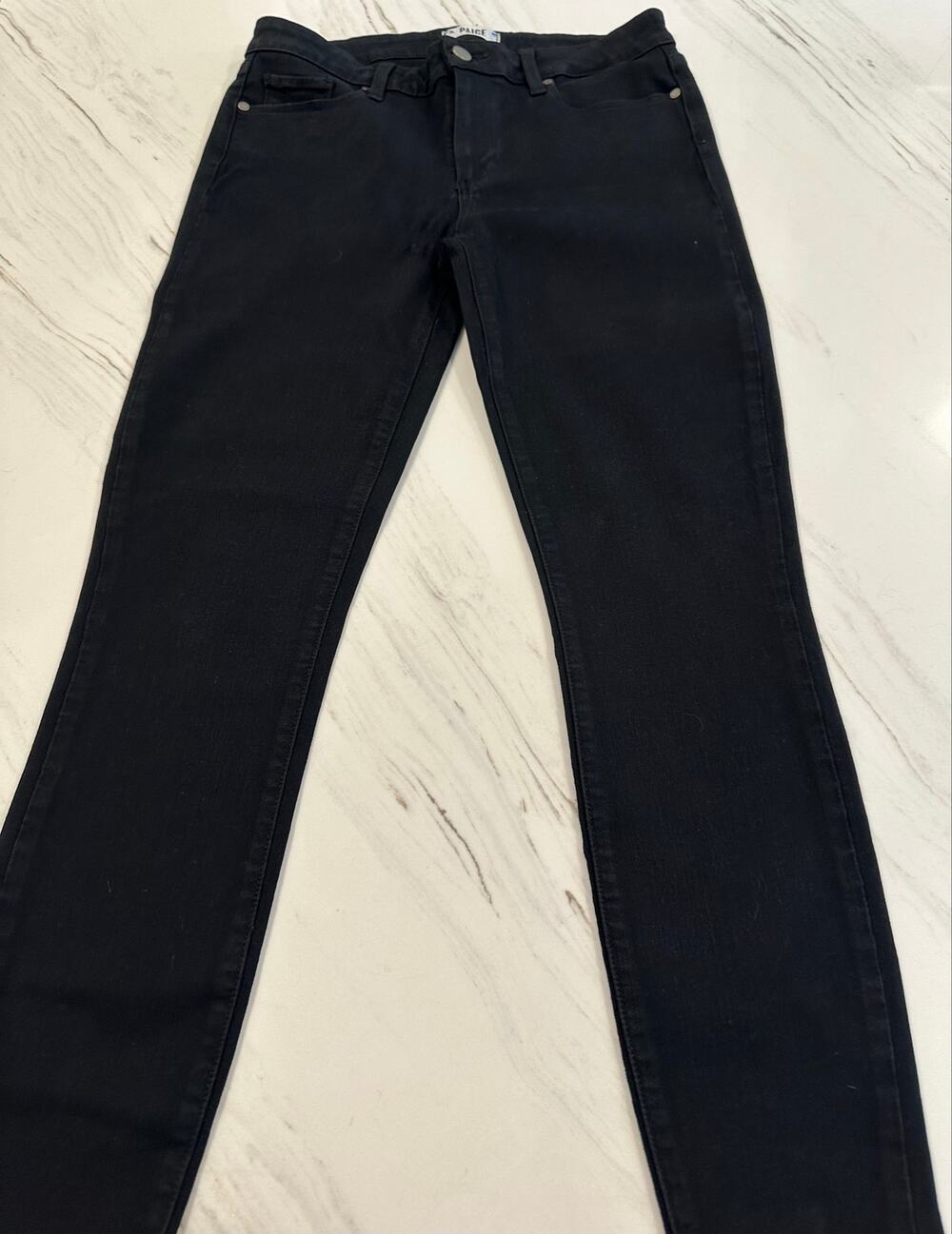 PAIGE Verdugo Ankle Jeans Women's 31 Black Overdye Skinny Stretch Mid Rise